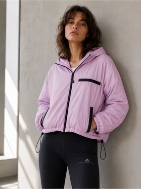 Lavender Cropped Hooded Puffer Jacket ~ no tag but comparable to size medium